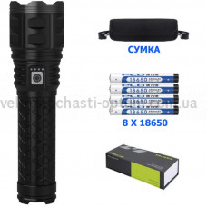 Фонарь AK138-1 WHITE LASER LED PM60-TG+СУМКА, 8x18650 3.7V, power bank, индикация заряда, ЗУ Type-C, zoom, Box