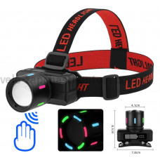 Фонарь налобный NIGHT VISION FLUORESCENCE KX-1832-TG, Motion Sensor,  Li-Ion аккум., индикация заряда, ЗУ Type-C, zoom