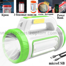 Ліхтар переносний 6088-LED+COB, power bank, Li-Ion акумулятора, сонячна батарея, ЗП microUSB, Box