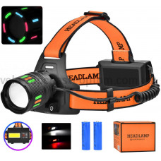 Фонарь налобный NIGHT VISION FLUORESCENCE BL-T203-TG+COB(white+red), 2x18650, 1 режим, ЗУ Type-C, zoom