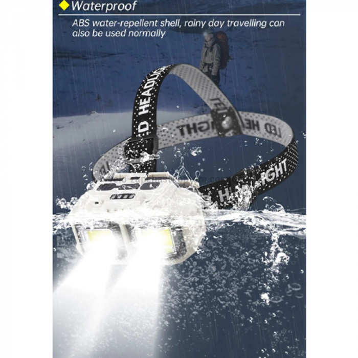 Ліхтар налобний HX-816-2COB(white+red), Waterproof, 1x18650, ЗП Type-C, Box