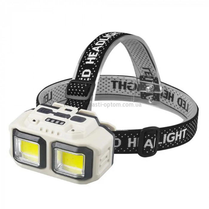 Ліхтар налобний HX-816-2COB(white+red), Waterproof, 1x18650, ЗП Type-C, Box