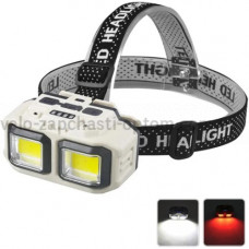 Ліхтар налобний HX-816-2COB(white+red), Waterproof, 1x18650, ЗП Type-C, Box