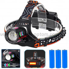 Ліхтар налобний NIGHT VISION FLUORESCENCE 8096 1 РЕЖИМ  WHITE LASER LED PM10-TG+COB, 3x18650, Power bank, ЗУ Type-C, zoom