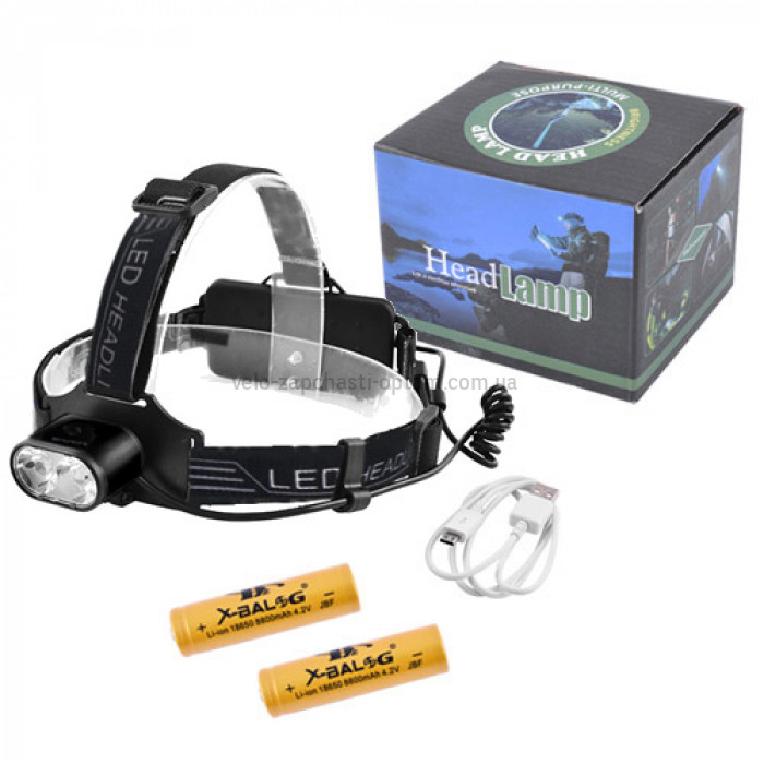 Ліхтар налобний Police 2128-2T6, 2x18650, signal light, ЗУ Type-C, Box