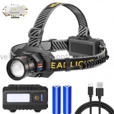 Фонарь налобный BL-T701B-TG, 2x18650, ЗУ Type-C, zoom, Box