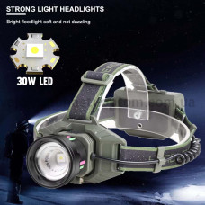 Ліхтар налобний NIGHT VISION FLUORESCENCE 8098-TG, IPX4, 2x18650, ЗУ Type-C, zoom, Box