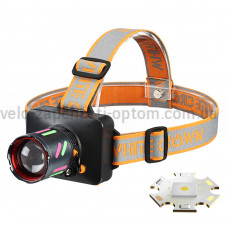 Ліхтар налобний NIGHT VISION FLUORESCENCE WH-2111-TG, IPX44, Li-Ion аккум., ЗУ Type-C, zoom, Box