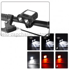 Велофонарь + на лоб SH-T808-2XPE+20SMD(white+red), Motion Sensor,  Li-Ion аккум., ЗУ Type-C, Box