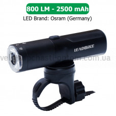 Велофара потужна LEADBIKE M03-OSRAM 800LM, 2500mAh, waterproof, children lock, Li-Ion акумулятор, ЗУ Type-C