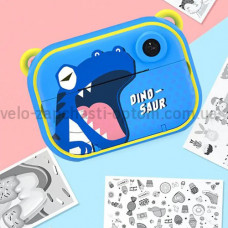 Фотоапарат дитячий миттєвого друку YT008, BLIUE DINOSAUR із підтримкою microSD card, 3Y+