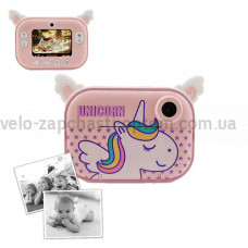 Фотоапарат дитячий миттєвого друку YT008, PINK UNICORN з підтримкою microSD card, 3Y+