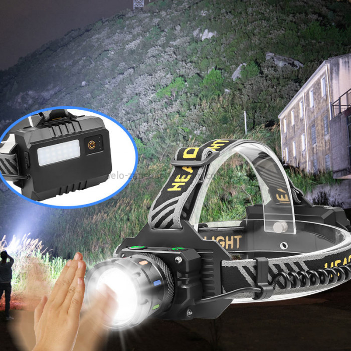 Фонарь налобный NIGHT VISION FLUORESCENCE BL-T701D-TG, Motion Sensor, 3x18650, Power Bank, ЗУ Type-C, zoom, Box