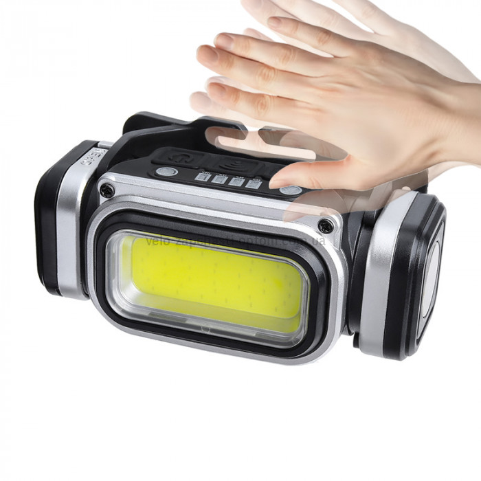 Ліхтар налобний HX-T80S-COB(White+Red), Motion Sensor, Waterproof, 1x18650, ЗУ Type-C, магніт, Box