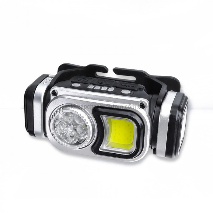 Ліхтар налобний HX-T60-5SMD+COB(White+Red+Blue), Waterproof, 1x18650, ЗУ Type-C, магніт, Box