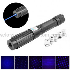 Ліхтар-лазер синій YX-B015, 2х16340, 5 насадок, ЗУ 220V, Box