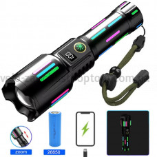 Ліхтар NIGHT VISION FLUORESCENCE W515-PM10-TG, індикація заряду, 1x26650, ЗУ Type-C, zoom, Box