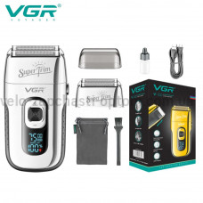 Электробритва VGR V-332 SILVER шейвер, двойное лезвие, триммер, LED Display