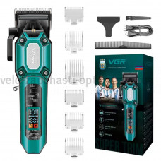 Аккумуляторная машинка для стрижки (clipper) VGR V-600 GREEN, 6 насадок, регулятор высоты, LED display, 7000 RPM