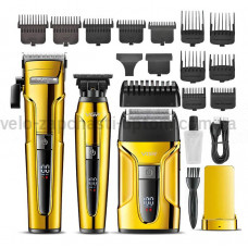 Комплект VGR 3 в 1 V-694 GOLD аккумуляторная машинка для стрижки (clipper), триммер и электробритва (шейвер)