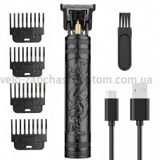 Машинка (триммер) для стрижки волос и бороды T9-2 BLACK, Li-Ion аккум., 4 насадки (1.5, 2, 3, 4 мм)