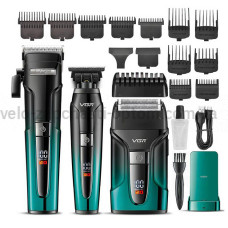 Комплект VGR 3 в 1 V-694 акумуляторна машинка для стриження (clipper), триммер та електробритва (шейвер)