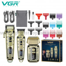 Комплект VGR 3 в 1 V-642 акумуляторна машинка для стриження (clipper), триммер та електробритва (шейвер)