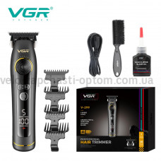 Триммер VGR V-299 BLACK, 4 насадки, 9000RPM, 2000 mAh, 5 уровней скорости, LED display