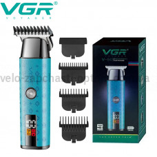 Триммер VGR V-943 BLUE, 3 насадки, LED Display