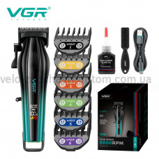 Аккумуляторная машинка для стрижки (clipper) VGR V-273 GREEN, 6 насадок, 8000 RPM, 3000 mAh, LED display