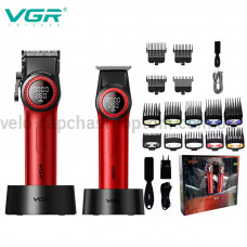 Комплект VGR 2 в 1 V-001&V-977 RED, аккумуляторная машинка для стрижки (clipper) и триммер