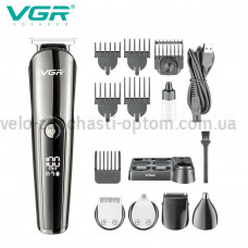 Набір для стриження VGR 11 в 1 V-107, 10 насадок, LED display