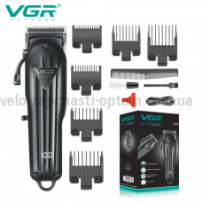 Акумуляторна машинка для стриження (clipper) VGR V-282, 6 насадок, LED display