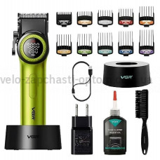 Аккумуляторная машинка для стрижки (clipper) VGR V-001 GREEN, 10 насадок, 9000 RPM, 4600 mAh, LED light, LED display