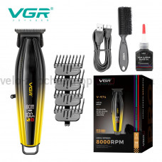Триммер VGR V-974 GOLD, 8000 RPM, 4 насадки, LED display