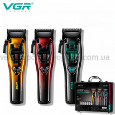 Аккумуляторная машинка для стрижки (clipper) VGR V-668, VECTOR MOTOR 8000-11000 RPM, 6 насадок, LED display