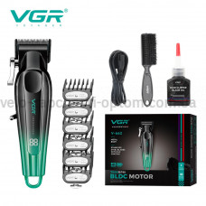 Аккумуляторная машинка для стрижки (clipper) VGR V-662 GREEN, 7000 RPM, 6 насадок, LED display