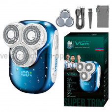 Электробритва VGR V-346 BLUE, роторная, IPX5, LED display
