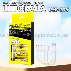 Акумулятор USB-T36 (4xAA 2400mAhh, 1.5V), LiitoKala, 4 в 1 Type-C