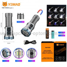 Ліхтар YEMAO YM-F555X 5P35+4LED(RED+BLUE), 1x18650/18500, ЗУ Type-C, магніт, затискач