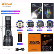 Ліхтар YEMAO YM-A3T 1+18LED, 1x26650, ЗУ Type-C, zoom, магніт
