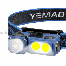 Ліхтар налобний YM-T615-3XTE+2COB(white+red), Motion Sensor, Li-Ion акумулятор, ЗП Type-C, магніт, вело кріплення