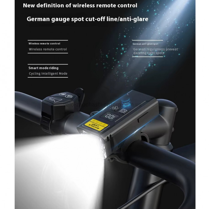 Велоліхтар с сигналом Q091, 250LM, Li-Ion акумулятор, ЗУ Type-C, індикація заряду