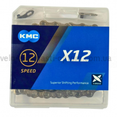 Велосипедний ланцюг KMC X12 (126 Links) Сріблястий Ланцюг на 12 швидкостей з замком MissingLink