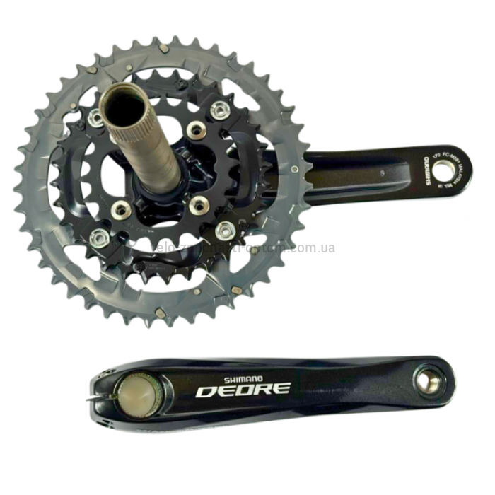 Система шатунів Shimano Deore FC-M591-L (22/32/44T, 170 мм) чорна Велосипедні тризіркові шатуни Hollowtech II без захисту ланцюга