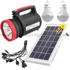 Ліхтар переносний ручний 1902 T, 5W+22SMD, 2 лампи 3W, power bank, вбуд. акумулятор, сонячна батарея, ЗУ 220V, Box