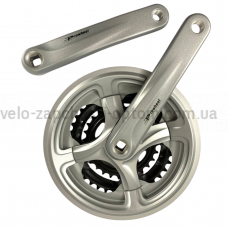 Система шатунів Prowheel TY-CM99 (48/38/28Т, 170 мм) срібляста Тришвидкісні алюмінієві шатуни 3x під квадрат із захистом