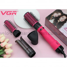 Фен-стайлер VGR 4 в 1 V-481 PINK, 4 насадок, 2 швидкості, 3 режими температури, 1000W