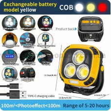 Ліхтар для кемпінгу W891-1-3COB(White+Yellow)+5SMD(Red), 2x18650, ЗУ Type-C, магнит, крюк