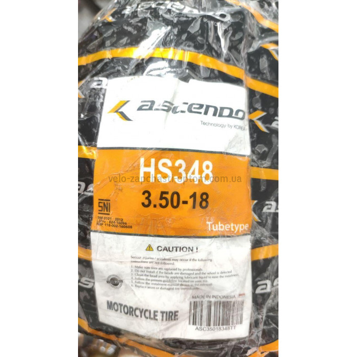 Мотопокришка 3.50-18 TT 348 56Р камерна грязьова спрямована ASCENDO